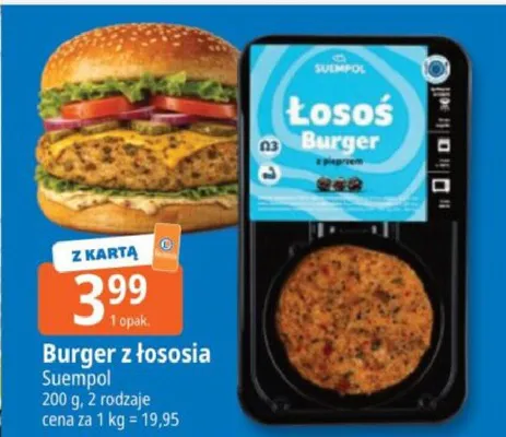 Burger z łososia Suempol promocja w Leclerc