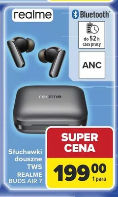 Słuchawki douszne TWS REALME BUDS AIR 7 promocja w Carrefour