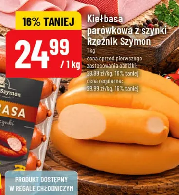 Kiełbasa parówkowa z szynki Rzeźnik Szymon promocja w POLOmarket
