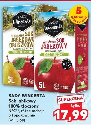 Sok jabłkowy 100% tłoczony NFC**, różne rodzaje promocja w Kaufland