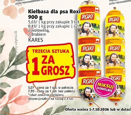 Kiełbasa dla psa Roxi z wołowiną promocja w Prim Market