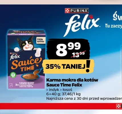 Karma mokra dla kotów Sauce Time Felix łosoś 6-pak promocja w Netto