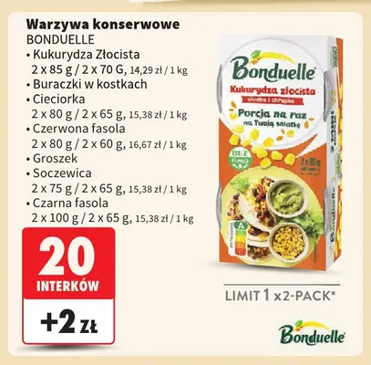 Warzywa konserwowe Bonduelle groszek 2-pak promocja w Intermarche