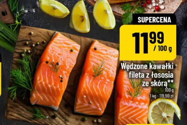 Wędzone kawałki fileta z łososia ze skórą promocja w POLOmarket