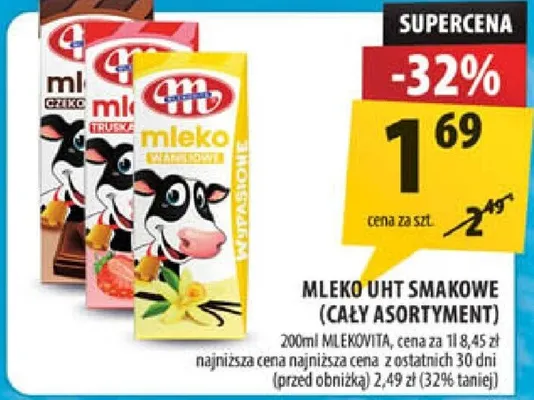 Mleko UHT smakowe Mlekovita promocja w Arhelan