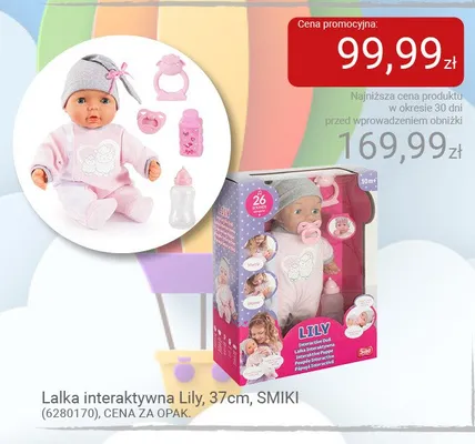 Lalka interaktywna Lily 37cm SMIKI promocja w Smyk