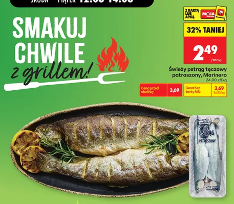 Świeży pstrąg tęczowy patroszony Marinero promocja w Biedronka