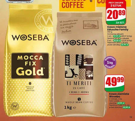 Kawa ziarnista Woseba Ti Meriti Crema e Aroma promocja w Dino