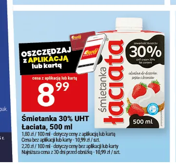 Śmietanka UHT Łaciate 30% promocja w Twój Market