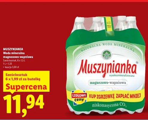 Woda mineralna magnezowo-wapniowa Muszynianka 6-pak 1,5 l promocja w Lidl