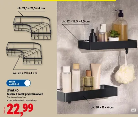 Zestaw 2 półek prysznicowych Livarno promocja w Lidl