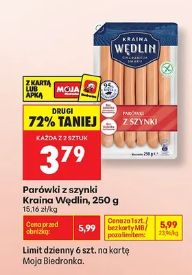 Parówki z szynki Kraina Wędlin promocja w Biedronka