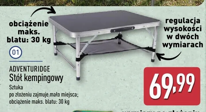 Stół kempingowy ADVENTURIDGE promocja w Aldi