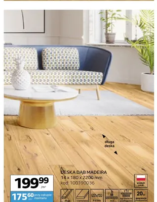 Deska dąb Madeira Barlinek 14x180x2200 mm promocja w Komfort