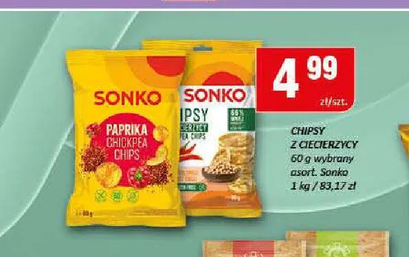 Chipsy z ciecierzycy Sonko Papryka promocja w Chorten