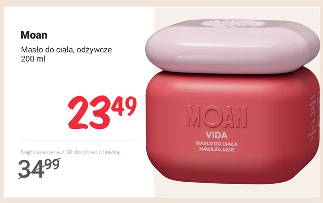 Masło do ciała odżywcze Moan promocja w Rossmann