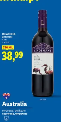 Wino czerwone Shiraz BIN 50 promocja w Lidl