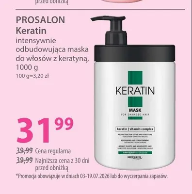 Maska do włosów z keratyną Prosalon Keratin promocja w Hebe