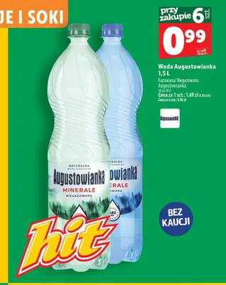 Woda niegazowana Augustowianka promocja w TOPAZ