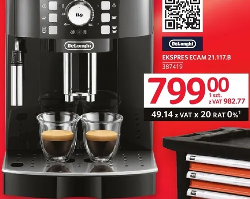 Ekspres do kawy DeLonghi ECAM 21.117.B promocja w Selgros
