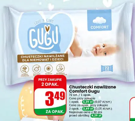 Chusteczki nawilżane Comfort Gugu promocja w Dino
