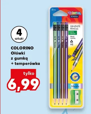 Ołówki z gumką i temperówką Colorino promocja w Kaufland