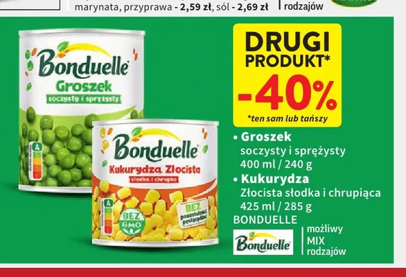 Kukurydza Złocista słodka i chrupiąca Bonduelle promocja w Intermarche