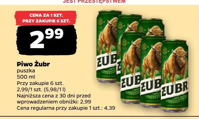 Piwo Żubr puszka promocja w Netto