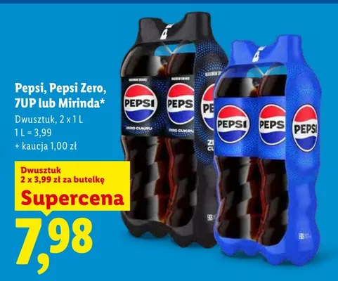 Napój Pepsi Zero dwusztu 2x1l promocja w Lidl