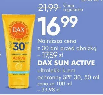 Krem ochronny Dax Sun Active ultralekki SPF 30 promocja w Super-Pharm
