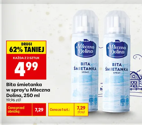 Bita śmietanka w sprayu Mleczna Dolina promocja w Biedronka