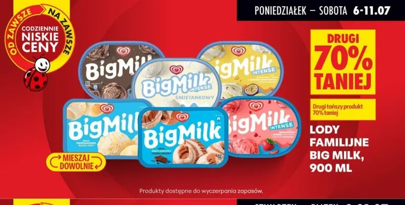 Lody familijne czekoladowe Big Milk promocja w Biedronka