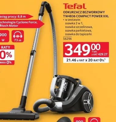 ODKURZACZ BEZWORKOWY TW4B36 COMPACT POWER XXL Tefal 56296 promocja w Selgros
