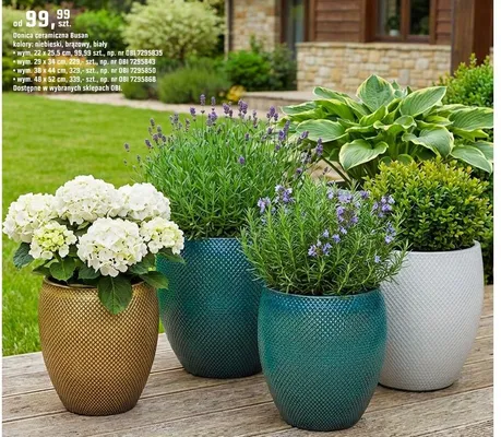 Donice ceramiczne Busan kolory: niebieski, brązowy, biały wym. 22 x 25,5 cm promocja w OBI