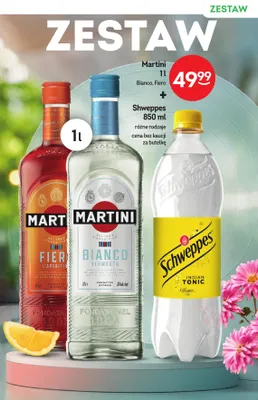 Zestaw Martini Bianco 1 l + napój Schweppes 850 ml promocja w Żabka