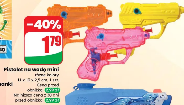 Pistolet na wodę mini różne kolory promocja w Dino