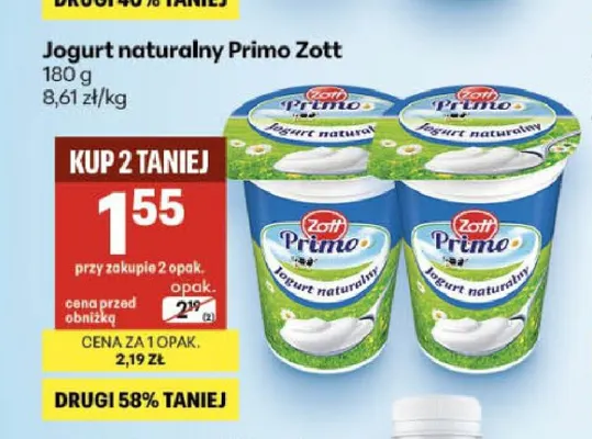 Jogurt naturalny Primo Zott promocja w Delikatesy Centrum