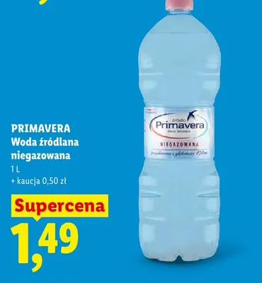 Woda źródlana niegazowana Primavera promocja w Lidl