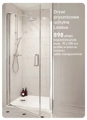 Drzwi prysznicowe uchylne Ledava chrom promocja w Castorama