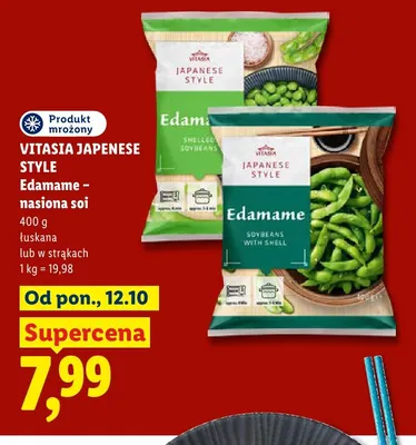 Edamame nasiona soi w strąkach Vitasia Japanese Style promocja w Lidl