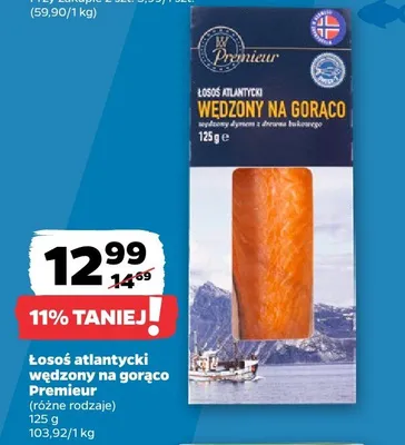 Łosoś atlantycki wędzony na gorąco promocja w Netto