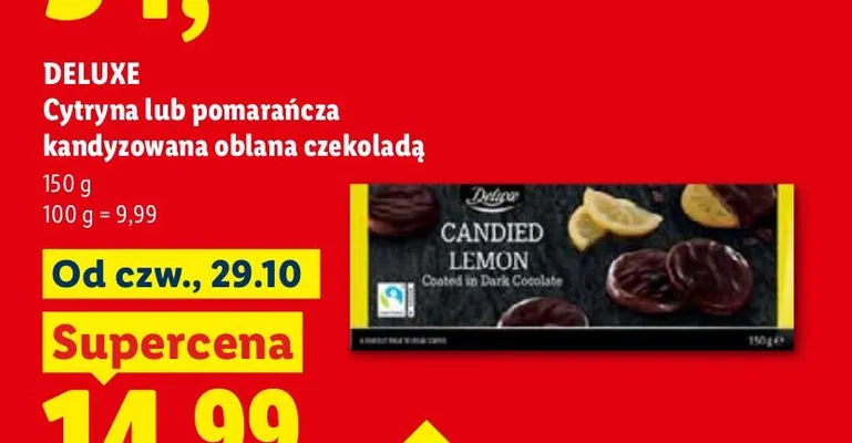 Pomarańcza kandyzowana oblana czekoladą Deluxe promocja w Lidl