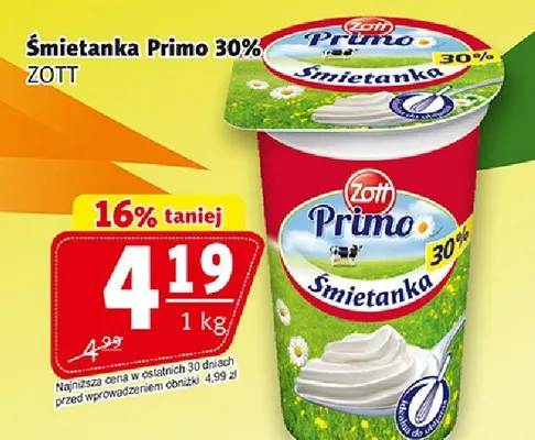 Śmietanka primo 30% promocja w Prim Market