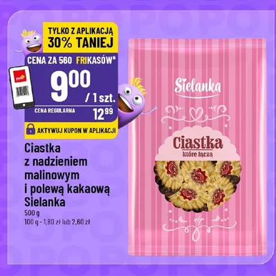 Ciastka z nadzieniem malinowym i polewą kakaową Sielanka promocja w POLOmarket