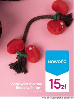 Zabawka dla psa lina z wiśniami dł. 46cm promocja w Pepco