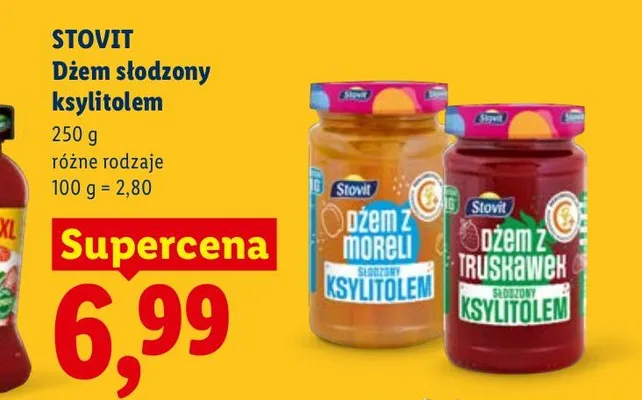 Dżem z truskawek słodzony ksylitolem Stovit promocja w Lidl