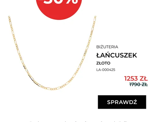 Łańcuszek złoty Briju LA-000425 promocja w Briju