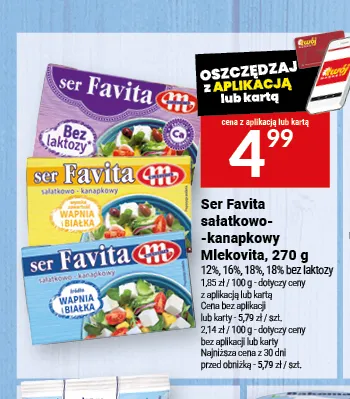 Ser Favita sałatkowo-kanapkowy Mlekovita promocja w Twój Market