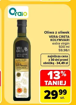 Oliwa z oliwek Vera Creta Kolymvari extra virgin promocja w Carrefour