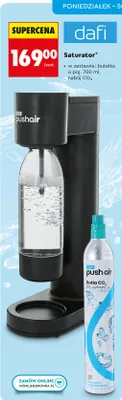 Saturator Dafi Push Air z butelką 700ml i nabojem CO2 promocja w Biedronka